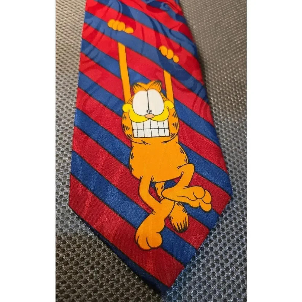 Garfield The Cat Mans Neck Tie Red & Blue Striped